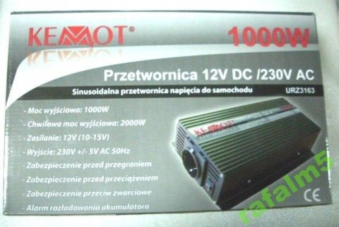 PRZETWORNICA SAMOCHODOWA 12 / 230V AC 1000W i2000W