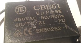 KONDENSATOR ROZRUCHOWY CBB61 DO SILNIKA 6uF 450V