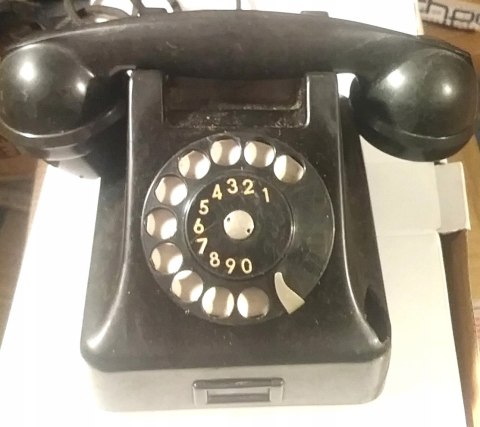 Stary telefon RWT na tarczą czarny Z WOJSKA