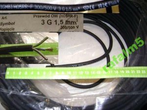 Przewód kabel OW okragły w gumie 3x 1,50mm2 Polski